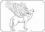 Coloring Wolf Pages Winged Printable Flying Cat Comments Library sketch template