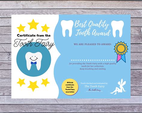 tooth fairy certificate printable boy printable instant etsy