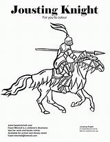Knight Coloring Pages Kids Jousting Printable Print Books sketch template