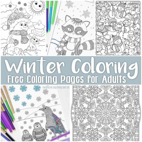 printable winter coloring pages  adults easy peasy  fun