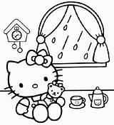 Coloring Tea Party Kitty Hello Pages sketch template