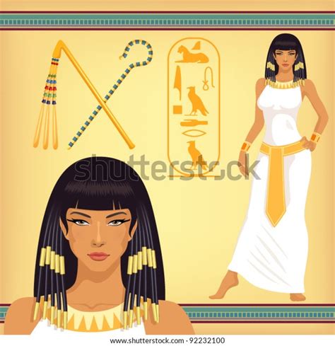 Beautiful Girl Stylized Into Cleopatra Her Stock Vector