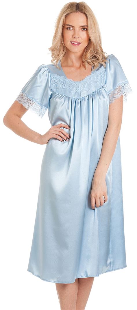 satin lace nightie short sleeve silky laced nightdress gown nightwear ebay