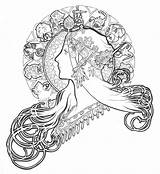 Mucha Alphonse Colorare Jugendstil Idee Zodiac Disegni Liberty sketch template