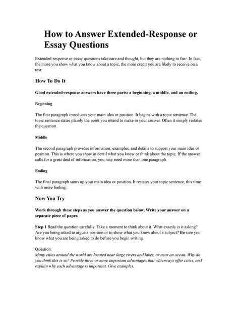 answer extended response  essay questions   answer