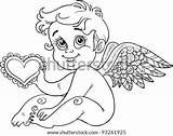 Cute Outline Coloring Cupid Valentine Little Shutterstock Vector Stock Search sketch template