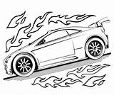 Coloring Car Race Pages Fire Rocks Wheels Hot Boys Flames sketch template