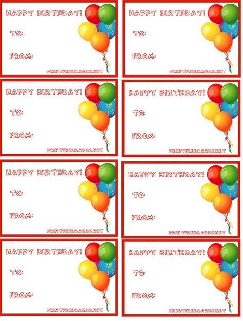 birthday  tags printable templates printable