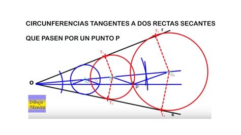 circunferencias tangentes a dos rectas secantes que pasen por un punto p por homotecia youtube