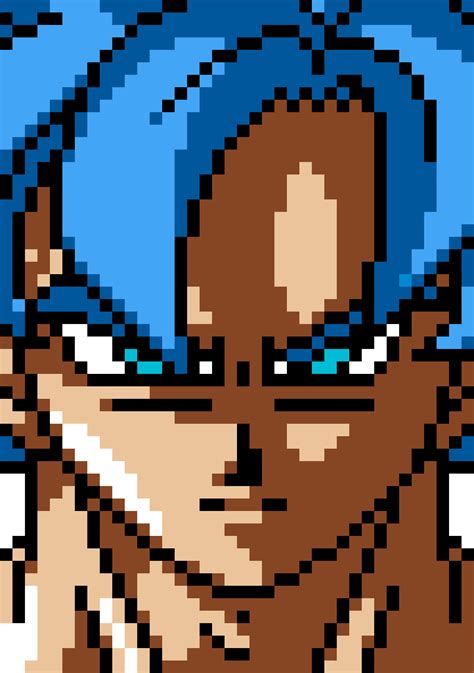Goku Blue Pixel Art Pixel Art Sangoku Pixel Art Pokemon Pixel Art