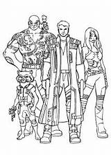Galaxy Coloring Guardians Pages Groot Lord Rocket Star Gamora Kids Drax Raccoon Simple Printable Heroes Adult Justcolor Children Super sketch template