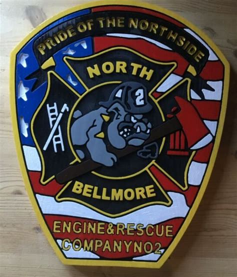 fire department north bellmore  routed plaque wood patch sign custom