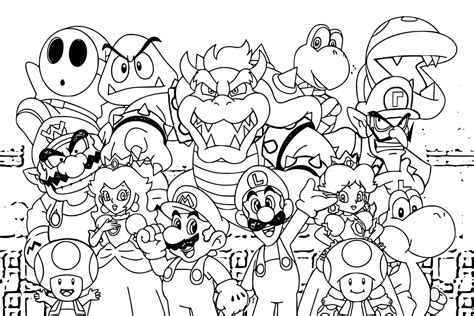 super mario characters coloring pages