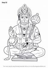 Hanuman Drawingtutorials101 Line Hinduism Krishna Ganesha sketch template