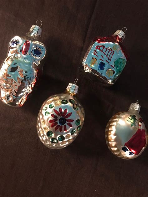 vintage glass ornaments hand decorated glass christmas ornaments set