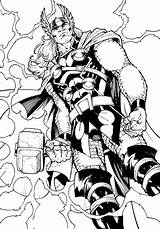 Thor Coloring Coloriages Superheroes Avengers Malvorlagen Adulte sketch template