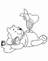 Coloring Pooh Winnie Valentines Piglet Bear Caillou Coloringhome sketch template