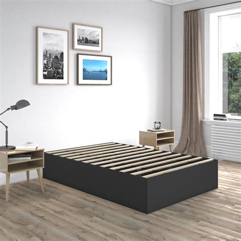 premier beckett king black modern platform bed frame base walmartcom