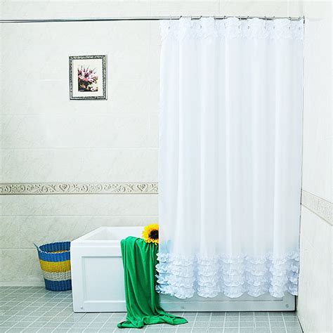 White Lace And Ruffles Design Shower Curtain Bathroom