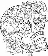 Coloring Skull Sugar Pages Tattoo Adults Print Skulls Color Book Punk Adult Total Printable Pdf Drama Advanced Books Rock Colouring sketch template