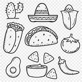 Doodle Burrito Tacos Taco Sombrero Stellen Mexikanischen Gezogenen Pngtree Nette Nahtlose sketch template