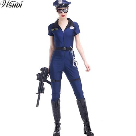 M Xl Female Police Costume Adult Halloween Cosplay Police Officer
