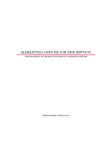 Marketing Officer Job Description Pdf Marketing Strategy Marketing