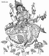 Painting Saraswati Coloring Kalamkari Pages Swan Drawings Draw Goddess Saree Visit Designs sketch template