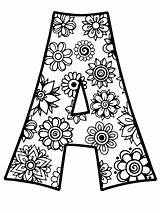 Svg Flowers Alphabet Coloring Adult Cricut Contact Shop sketch template
