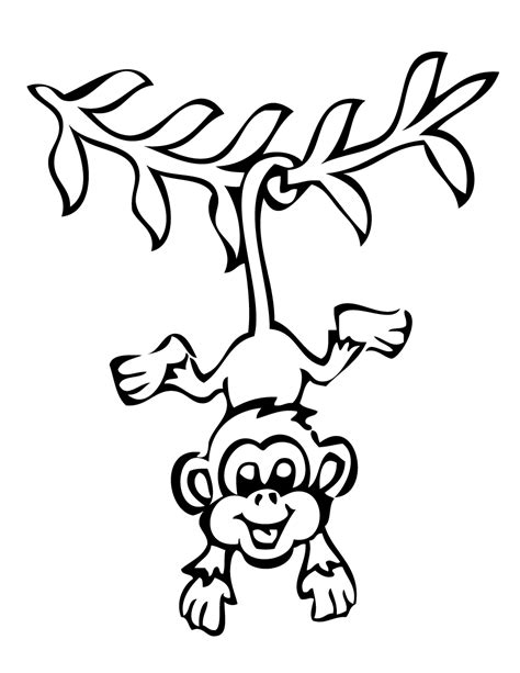 smiling hanging monkey coloring page   coloring pages