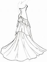 Dress Wedding Drawing Coloring Outline Dresses Pages Template Coloriage Fashion Drawings Dessin Clipart Line Flowing Form Barbie Costume Simple Gown sketch template