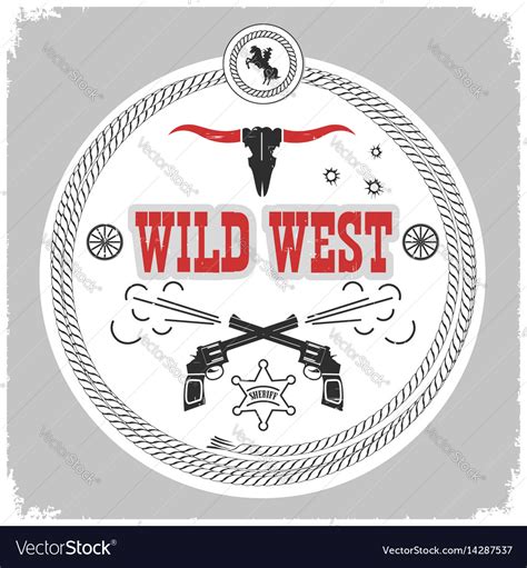 wild west label  cowboy decoration isolated vector image