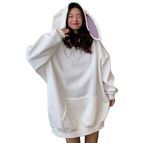 buy meshin bunny hoodie with ears for women spring and autumn loose