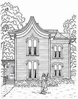 Coloring Victorian Book House Pages Printable Houses Clapboard Pagoda Italianate Roof Windows sketch template
