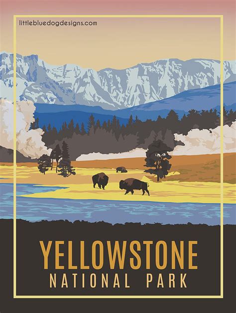 yellowstone national park vintage travel poster vintage national park posters vintage