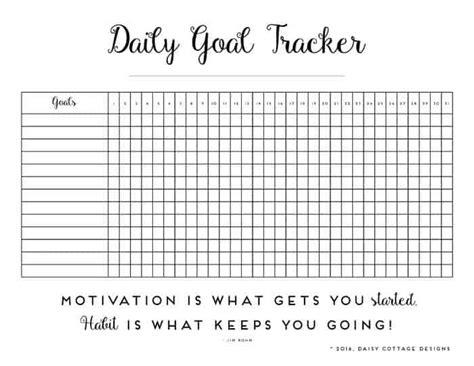 daily habit tracker  printable goal tracker daisy cottage designs