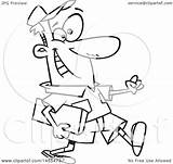 Parcel Lineart Courier Carrying Male Cartoon Happy Toonaday Illustration Clipart Royalty Vector Getdrawings Drawing sketch template