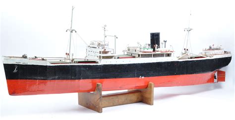 shipping  vintage rc radio controlled model cargo ship fort indus abs hull   deta