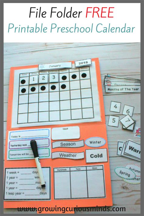 sample calendar templates  kindergarten