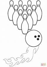 Bowling Coloring Pages Strike Printable Drawing Supercoloring Categories sketch template