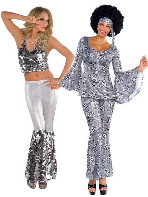 Donna 1970s Lustrini Disco Dance Top Razzi Costume Da Donna Ebay