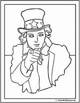 Coloring Pages Uncle Sam July Fourth Patriotic sketch template