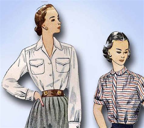 1950s vintage simplicity sewing pattern 3656 uncut misses shirtwaist blouse 30b in 2019 sewing