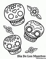 Coloring Skull Sugar Easy Draw Pages sketch template