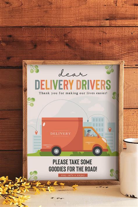 printable delivery driver snack sign  calendar printable