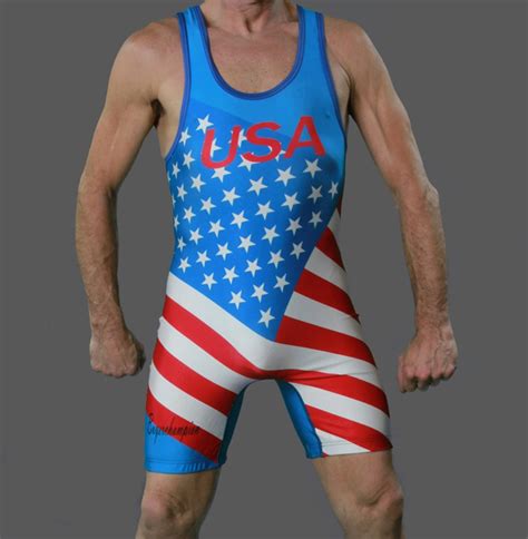 High Cut New American Flag Mens Wrestling Singlet Wrestler Leotard