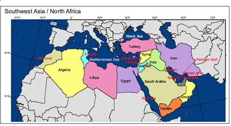 North Africa And Middle East Map Quiz Ap Human Geography