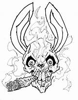 Skull Tattoo Smoke Smoking Tattoos Bunny Designs Drawings Drawing Leaf Rabbit Weed School Pot Stoner Coloring Sketch Pages Tribal Hope sketch template