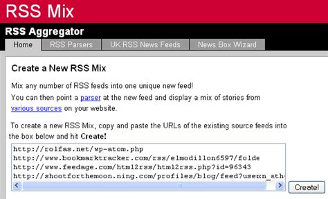 rssmix merging multiple rss feeds