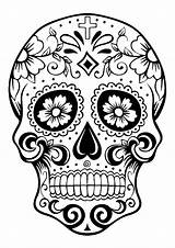 Muertos Los Coloring Skull El Dia Pages Dead Día Adults sketch template